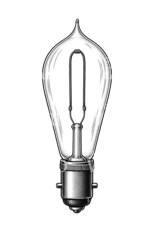 Carbon Filament Lamp Tattoo Design