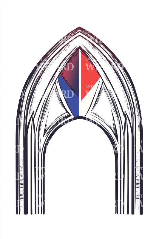 Karibisk glassmaleri bue tatoveringsidé
