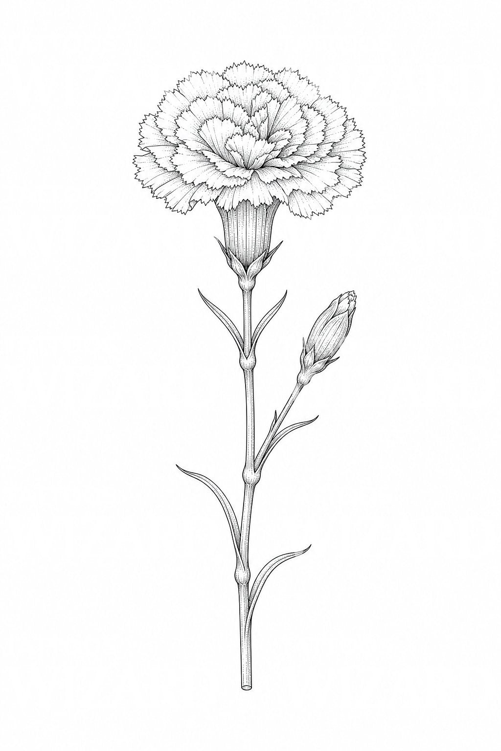 Carnation Birth Flower Tattoo Design
