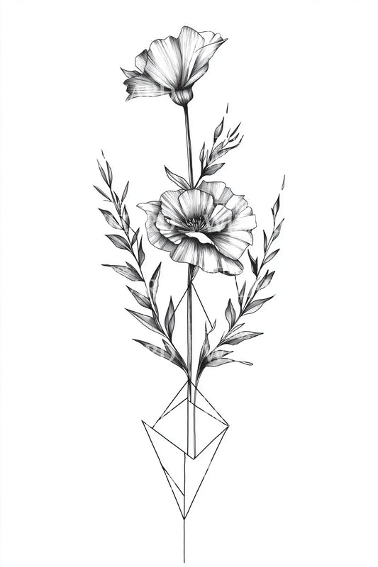 Design de Tatuagem de Vaso de Cristal com Cravo