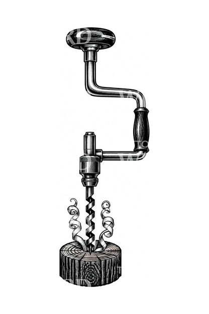 Carpenters Brace and Bit Tattoo Design