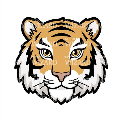 Cartoon Tiger Mascot Tattoo Idea