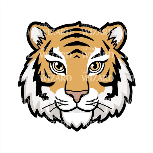 Cartoon Tiger Mascot Tattoo Idea