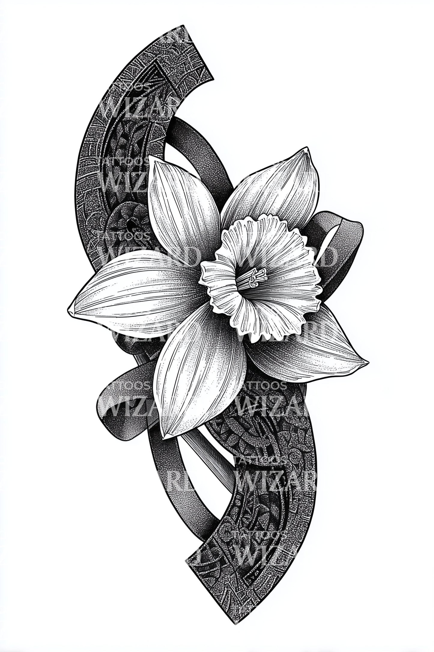 Carved Petal Emblem Tattoo Design