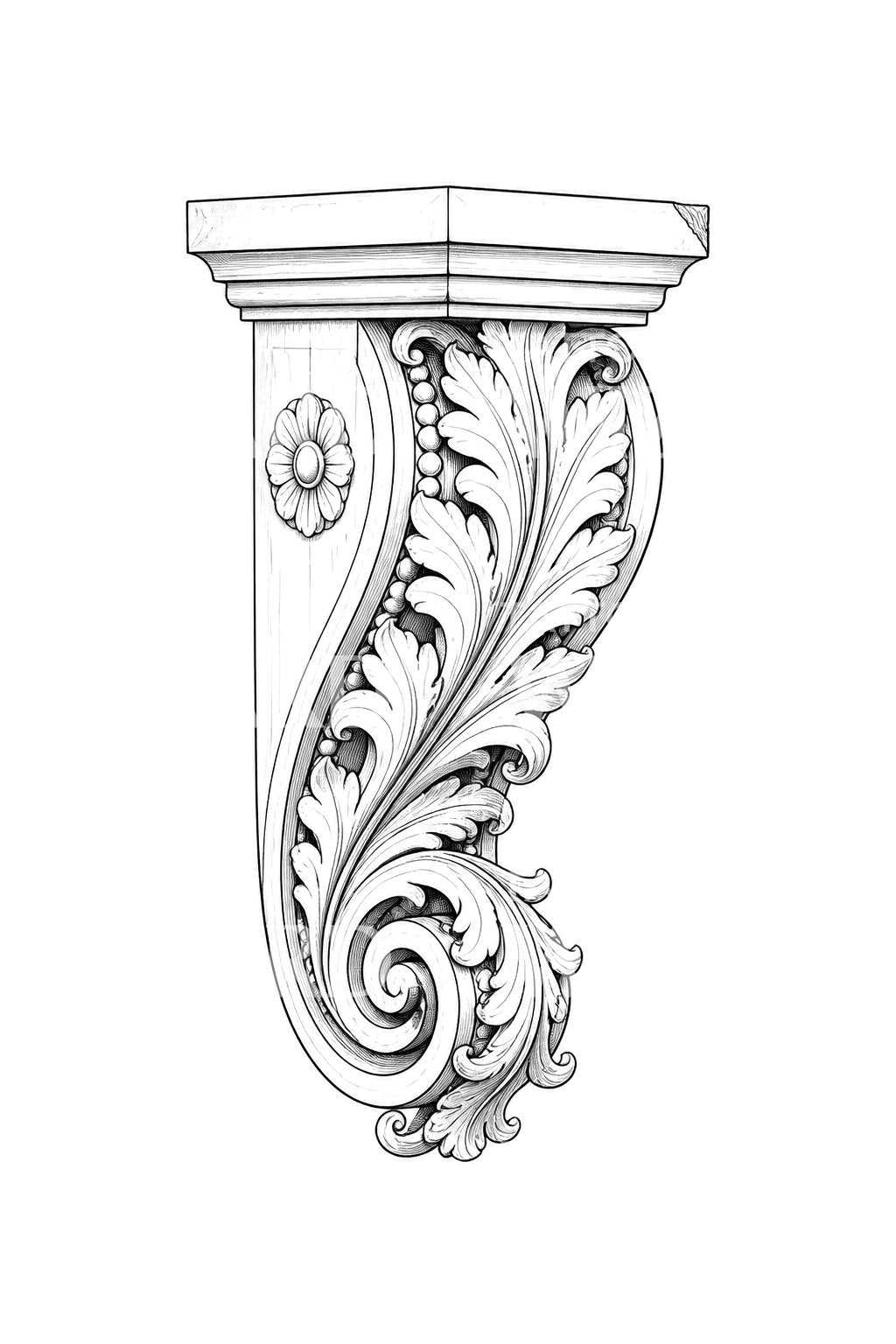 Carved Stone Corbel Bracket Tattoo Design