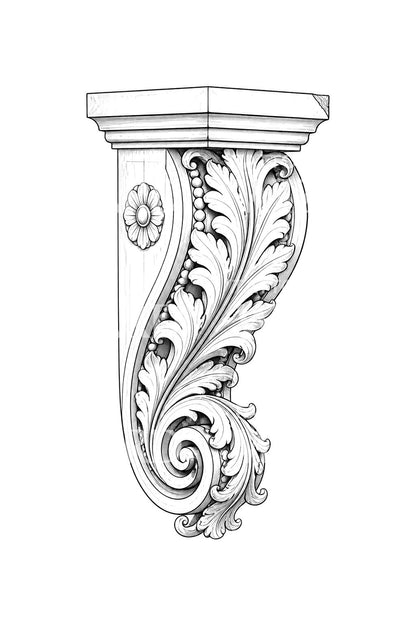 Carved Stone Corbel Bracket Tattoo Design
