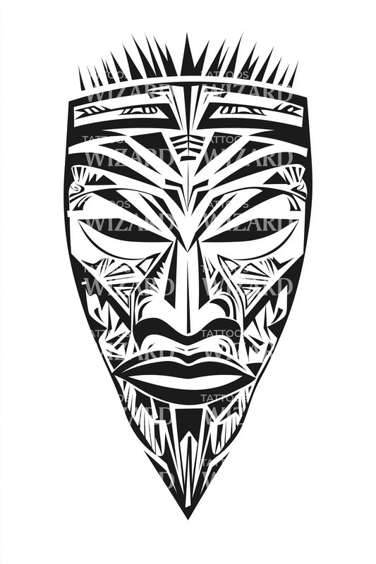 Carved Tribal Mask Tattoo Design