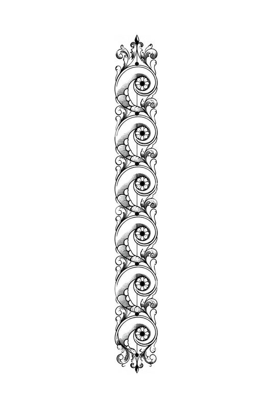 Carved Wave Scroll Band Tattoo Illustration