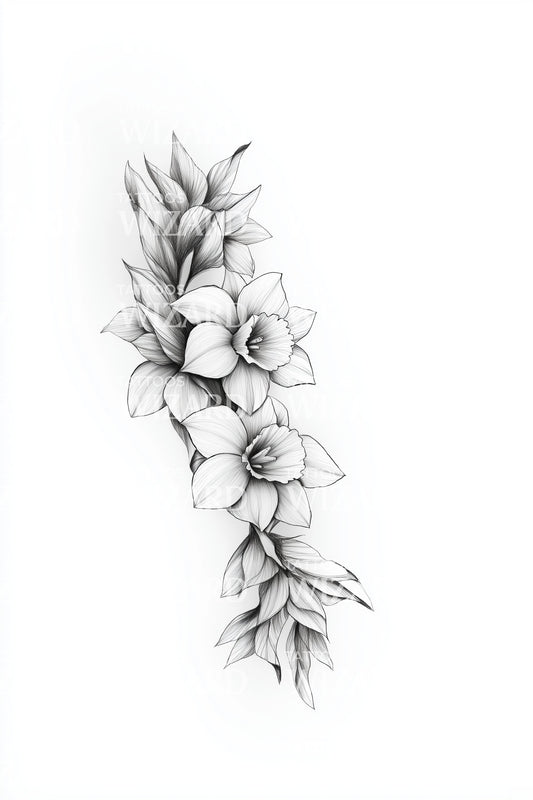 Design del tatuaggio ramo di fiori a cascata