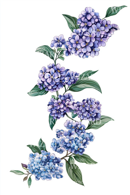 Cascading Hydrangea Vine Tattoo Idea