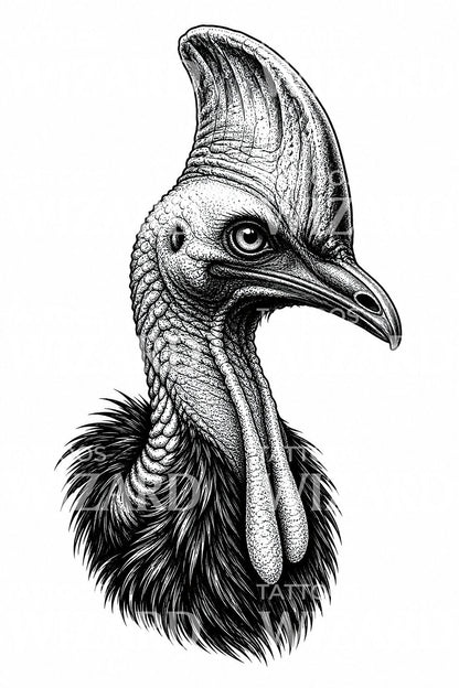 Desain Tato Potret Kepala Kasuari