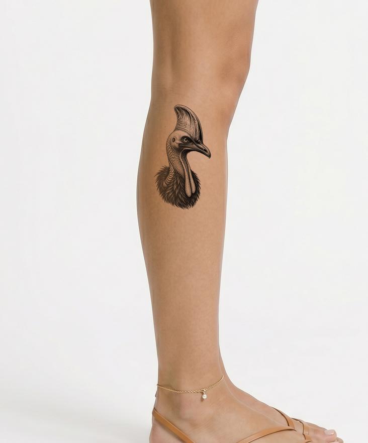 Desain Tato Potret Kepala Kasuari