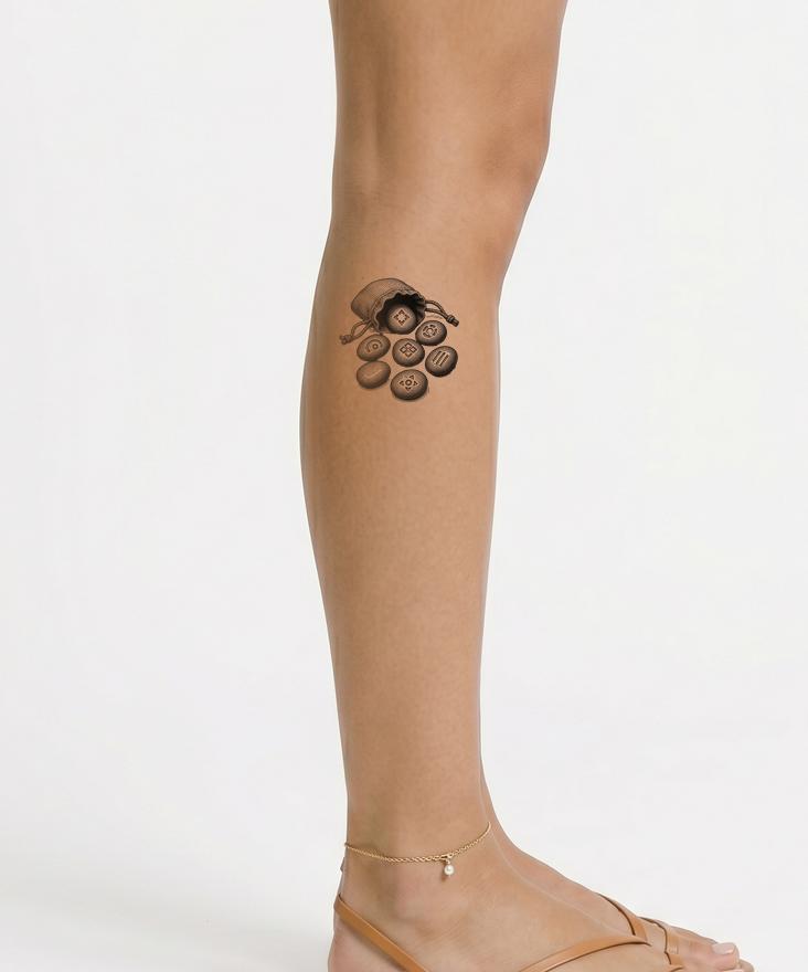 Desain Tato Batu Ramalan dan Kantong