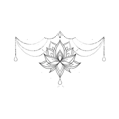 Ornamental Lotus Fineline Tattoo Design