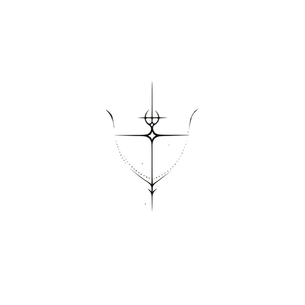 Conception de tatouage de Sagittaire à arc abstrait Fineline