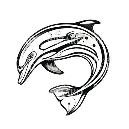 Freedom Leap Dolphine Tattoo Design