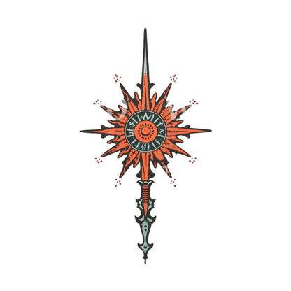 Compass and Dagger Old School Tattoo Design