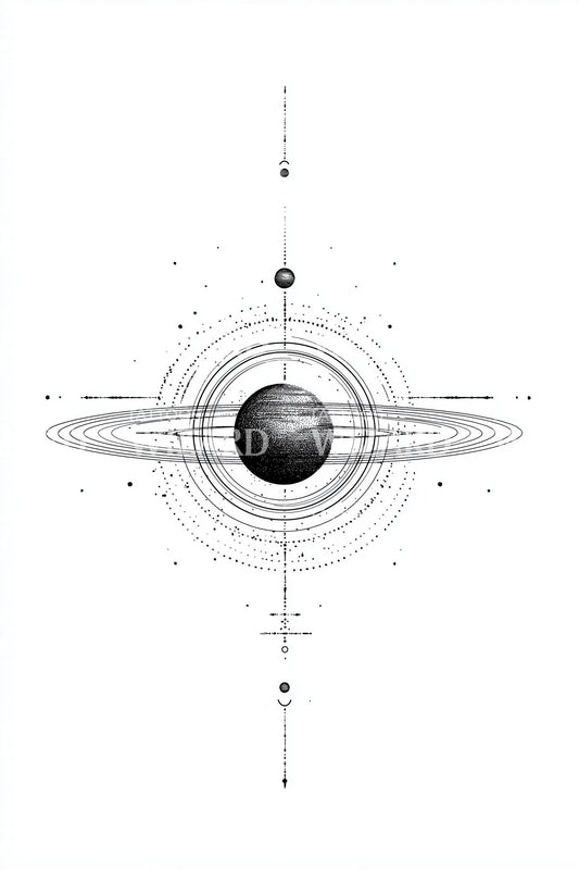 Celestial Axis Planet Tattoo Design