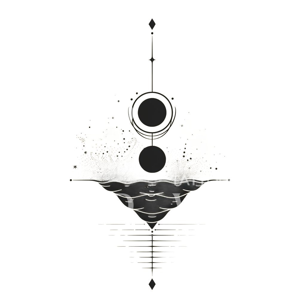 Celestial Balance of Light and Shadow Tattoo Design