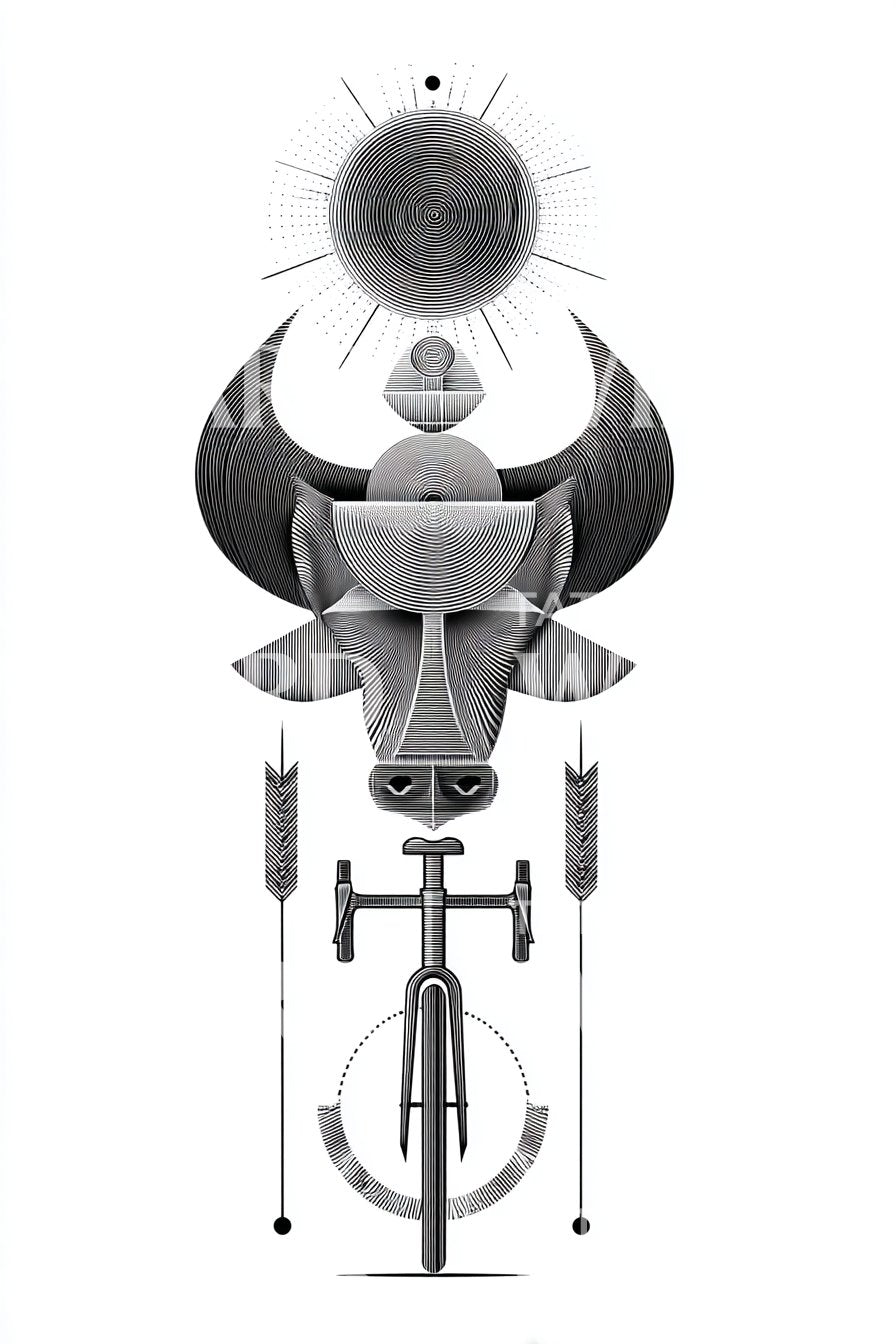 Celestial Bull Skull Tattoo Design