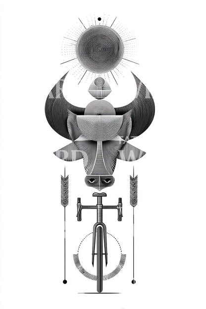 Celestial Bull Skull Tattoo Design