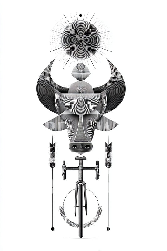 Celestial Bull Skull Tattoo Design