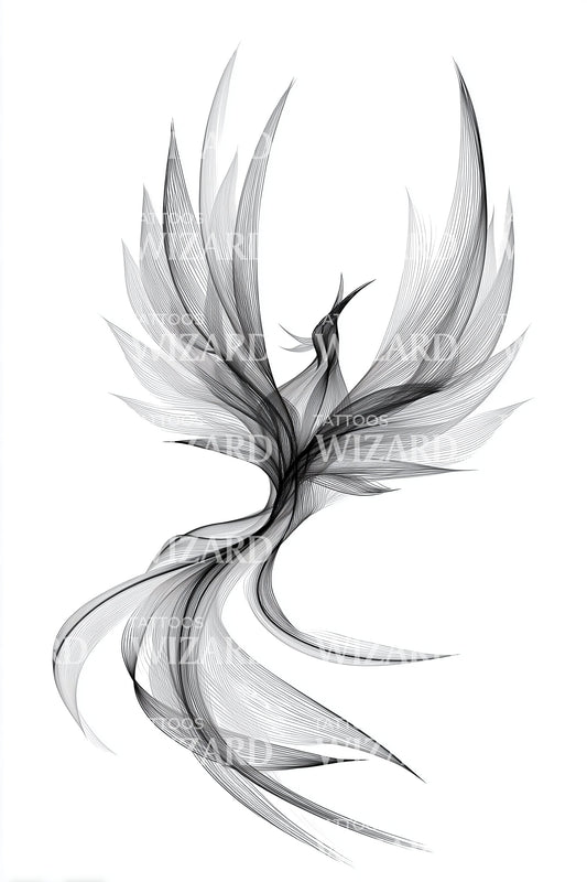 Celestial Feather Whirl Tattoo Design