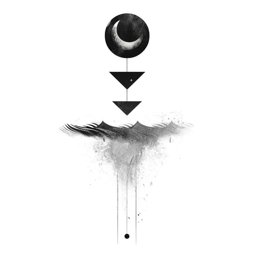 Celestial Glyph with Lunar Energy Tattoo Design