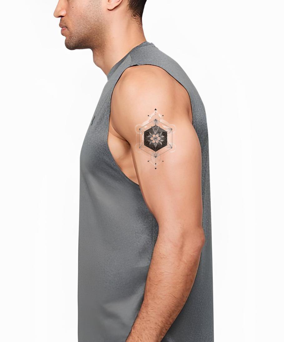 Celestial Hex Lotus Tattoo Idea