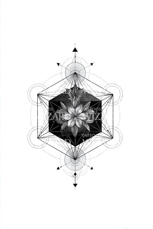 Celestial Hex Lotus Tattoo Idea