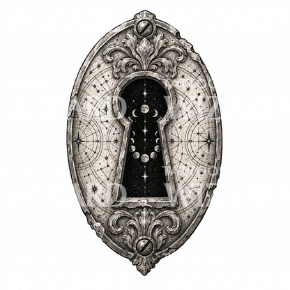Desenho de tatuagem de fechadura celestial