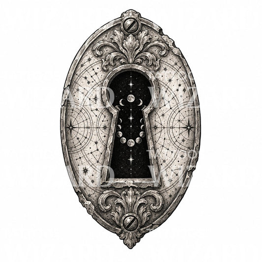 Celestial Keyhole Tattoo Design