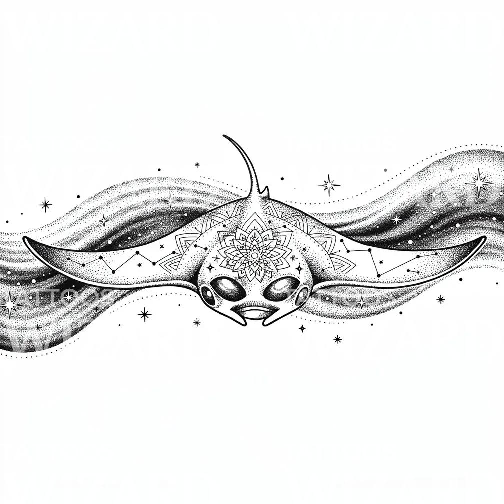 Celestial Manta Ray Tattoo Design