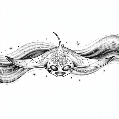 Celestial Manta Ray Tattoo Design