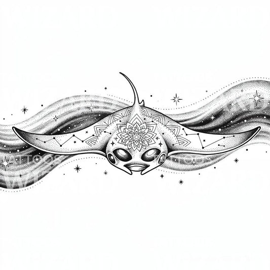 Celestial Manta Ray Tattoo Design