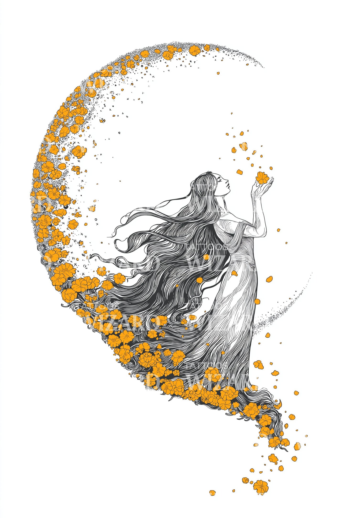 Design del tatuaggio della Dea della Luna Celeste