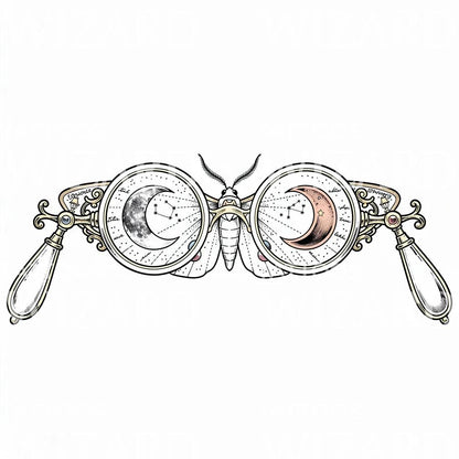 Celestial Moth Binoculars Tattoo Design