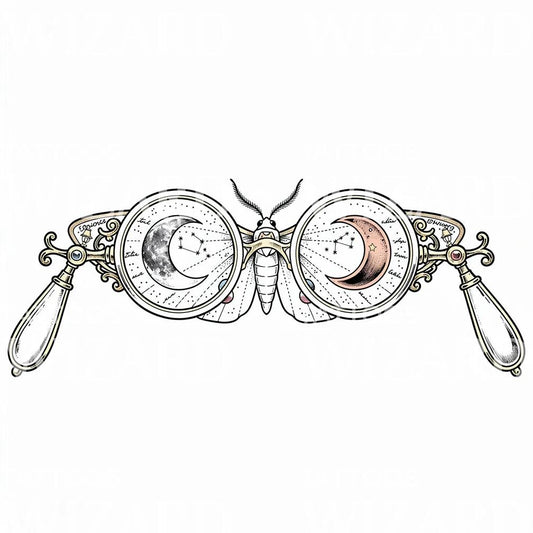 Celestial Moth Binoculars Tattoo Design