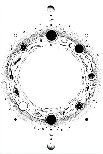 Celestial Orbit Circle Tattoo Design