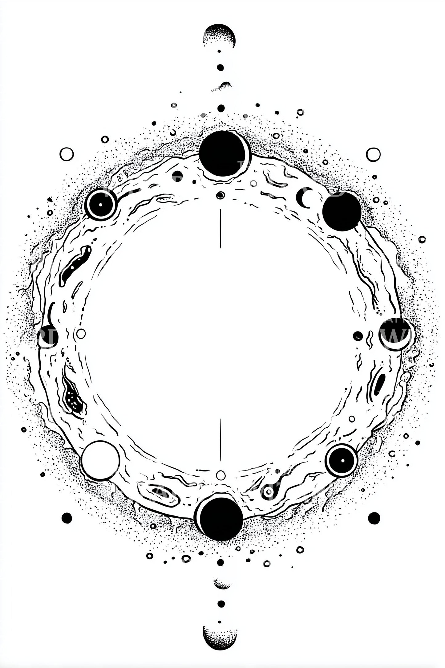 Celestial Orbit Circle Tattoo Design