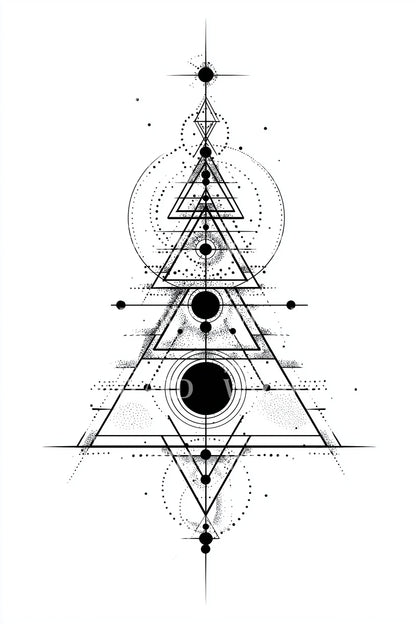 Celestial Orbit Tree Tattoo Illustration