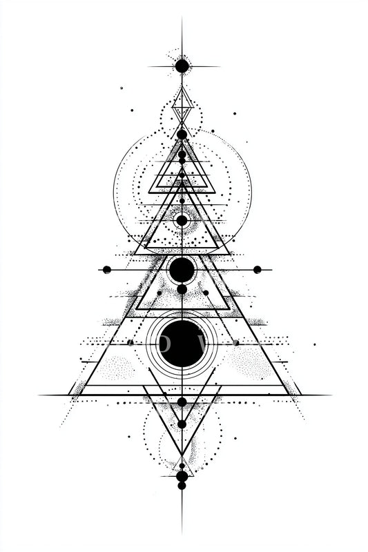 Celestial Orbit Tree Tattoo Illustration