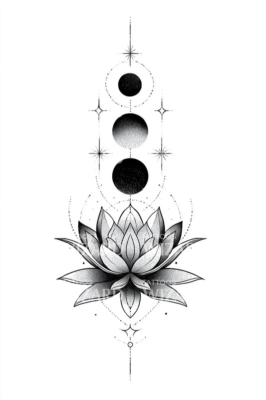 天体相位莲花纹身设计