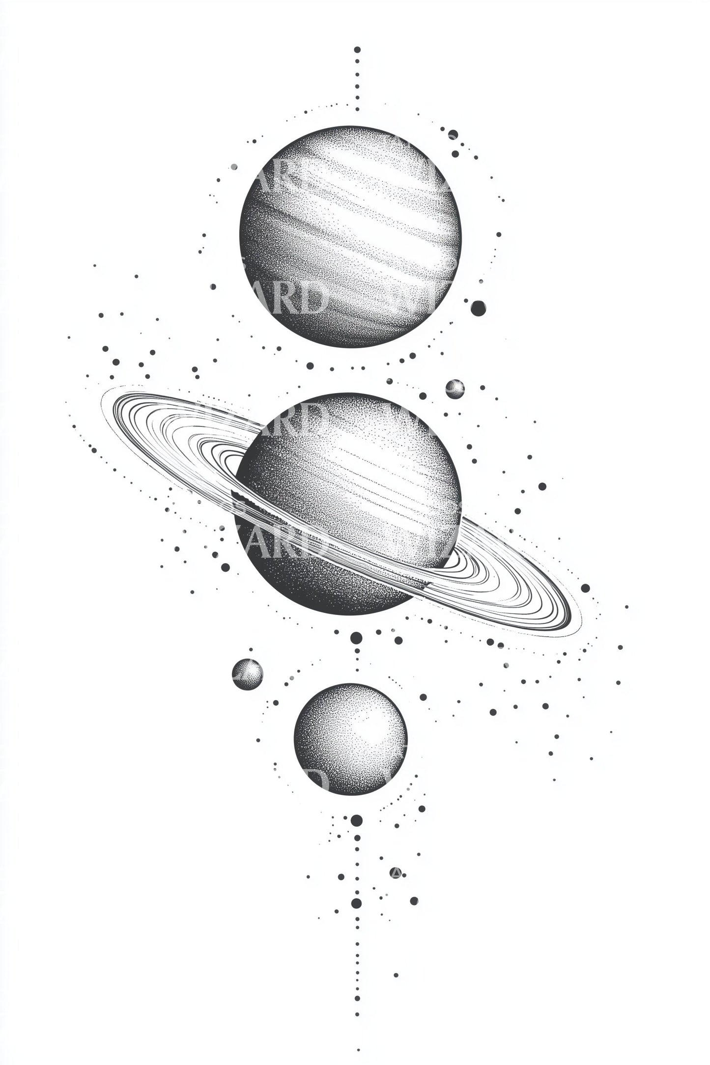 Desain Tato Tumpukan Planet Langit