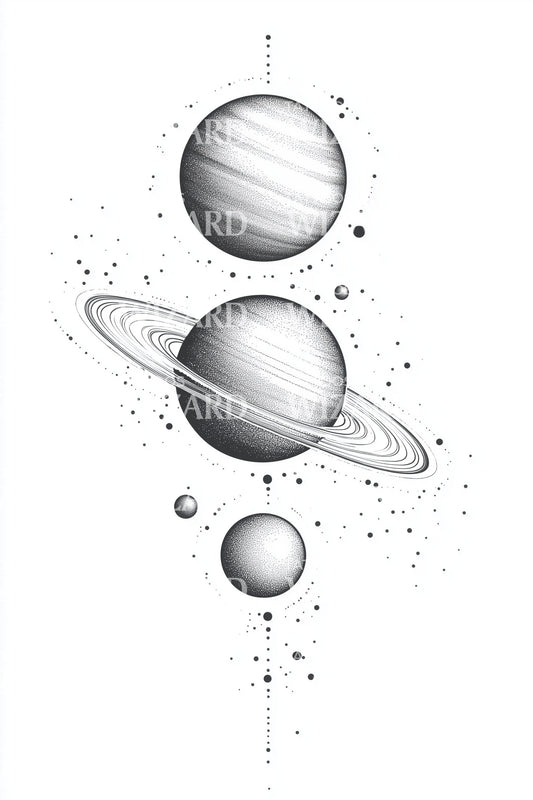 Desain Tato Tumpukan Planet Langit