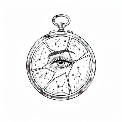Celestial Pocket Watch Eye Tattoo Design