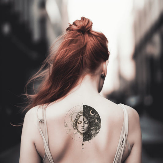 Sun and Moon Portrait Tattoo Illustration