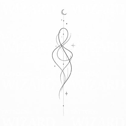 Celestial Ribbon Tattoo Idea