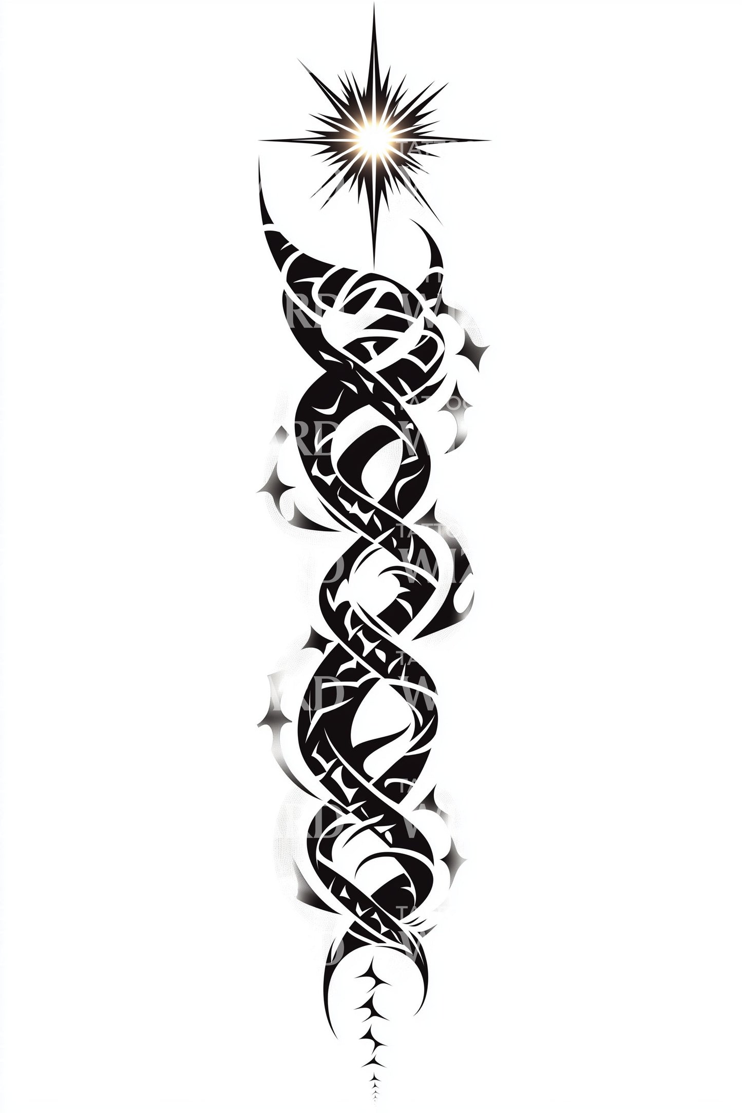 Celestial Serpent Helix Tattoo Design