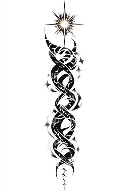 Celestial Serpent Helix Tattoo Design